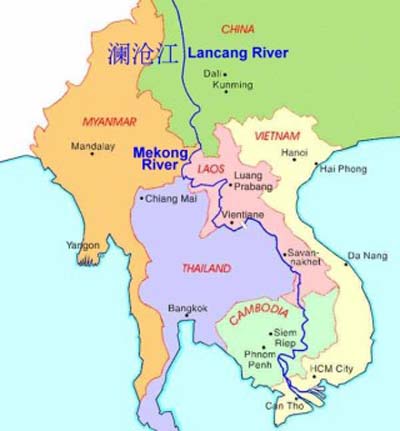 Mekong river in vietnam map asia